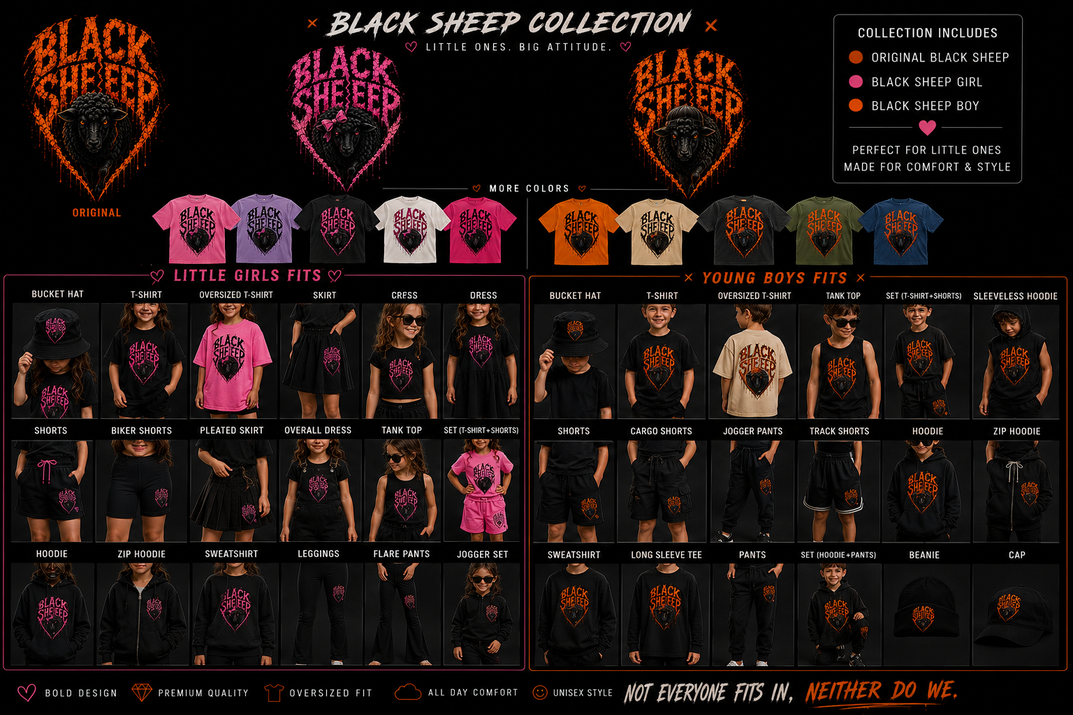 BLACK SHEEP Kids Set — Little Ones. Big Attitude.